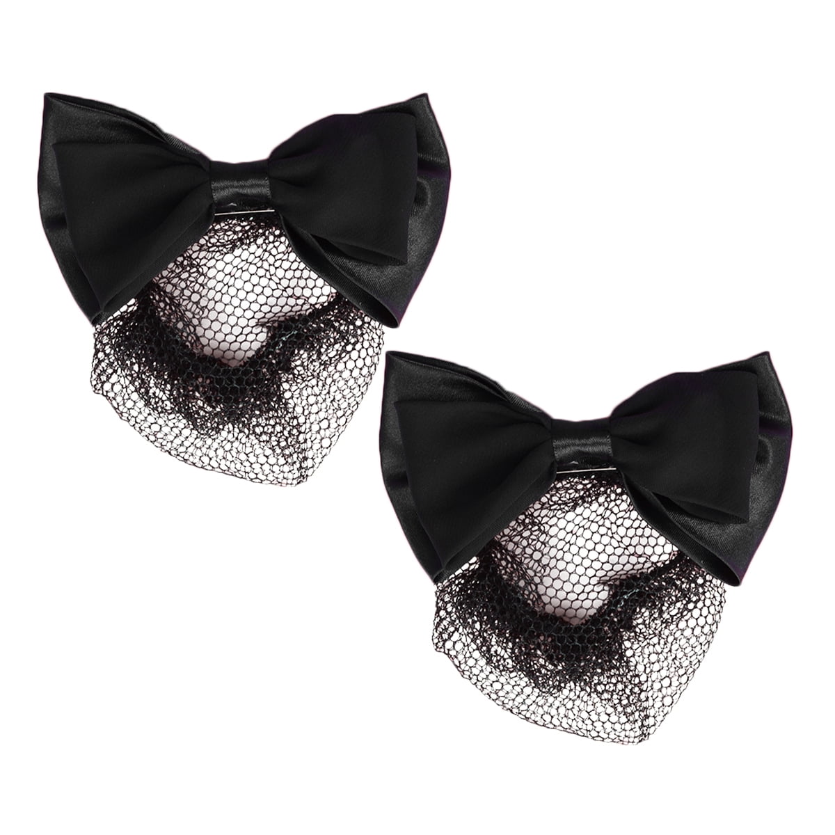 Alvinma 2pcs Elastic Bun Bow Headdress Hair Snood Net Barrette Mesh