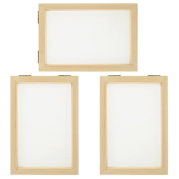 3Pcs Wooden Paper Making Screen Set, Mould and Deckle Frame for DIY Handmade Paper Crafts, 5 x 7 Inches