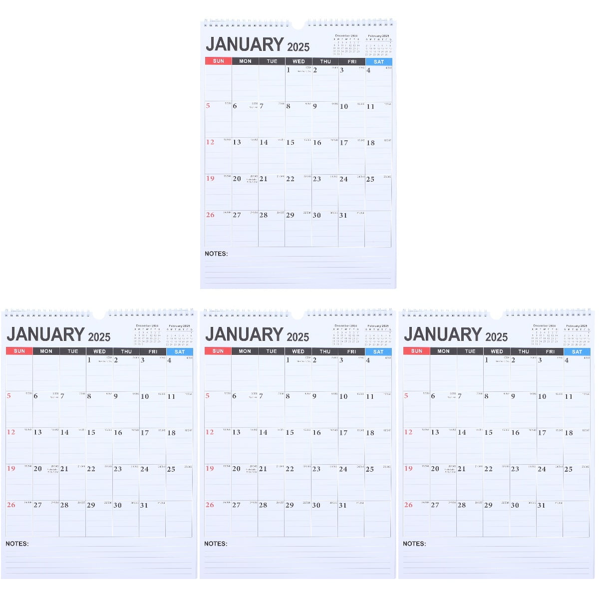 Alvinma 4pcs Wall Calendar 20242025 Hanging Calendar English Wall