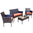 thumbnail image 1 of Alvino Outdoor Patio Furniture Set 4-Piece Rattan Chair Wicker Set, Outdoor-Indoor Use Backyard, Porch, Garden, Poolside, Balcony Furniture (Orange), 1 of 3