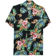 Alvish Hawaiian Shirt 54 Mens Flower Leaf Beach Aloha Party Casual Black S
