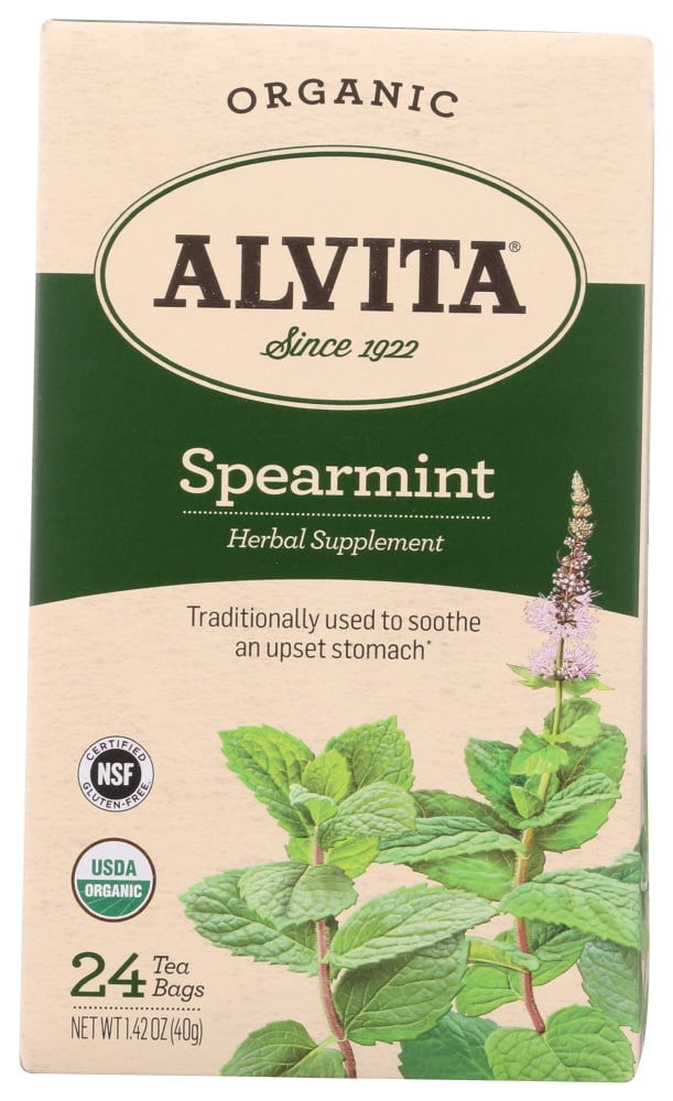 Alvita Organic Spearmint Herbal Supplement Tea, 24 Bag