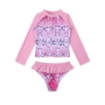 thumbnail image 1 of Alvivi 2PCS Kids Girls Swimsuit Set Long Sleeves Rash Guard Shirt Top Ruffles Bottom Bathing Suit Pink Serpentine 4, 1 of 7