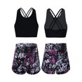 thumbnail image 1 of Alvivi 2Pcs Girls Printed Swimsuit Sport Suit Criss Cross Back Tank Top with Booty Shorts Bathing Suit 4-16 Black Rose 16, 1 of 7