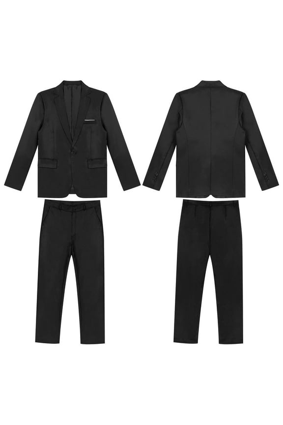 2Pcs Men Gentleman Tuxedo Suit One-Button Jacket Blazer Long Pants Set S-3XL