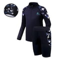 thumbnail image 1 of Alvivi 3Pcs Boys Rash Vest with Swing Trunks Hat Set Kids Long Sleeve Rashguard Swimsuit UPF 50+ Black 11-12, 1 of 4