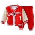 thumbnail image 1 of Alvivi Baby Boys Baseball Sport Outfits Toddler Shirt+Button Down Jacket+Trousers Athletic 3pcs Clothes Set Red 3-4 Years, 1 of 7