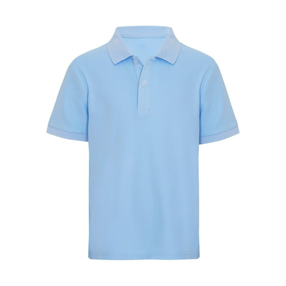 Alvivi Boy's School Uniform Short Sleeve Polos Shirts Kids Active Performance Moisture Wicking Sports T-Shirt Light Blue 9-10
