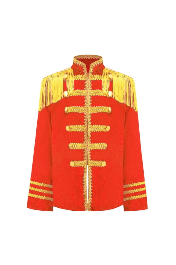 Boys 1960s British Pop-Star Shirt Long Sleeve Kids 60s Rock Band Musician Zipper Jacket Red 6