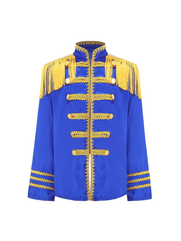 Boys 1960s British Pop-Star Shirt Long Sleeve Kids 60s Rock Band Musician Zipper Jacket Royal Blue 6