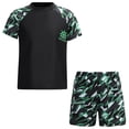 thumbnail image 1 of Alvivi Boys 2 Pcs Athletic Swimsuits Short Sleeve Swim Top Shirts with Trunks Beach Bathing Suits Black 3-4, 1 of 7