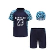 thumbnail image 1 of Alvivi Boys 3 Pieces Rash Guard Set Swim T Shirts with Trunks Swimming Hats Beach Bathing Suit Camouflage Green 6-7, 1 of 6