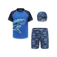thumbnail image 1 of Alvivi Boys 3 Pieces Rash Guard Set Swim T Shirts with Trunks Swimming Hats Beach Bathing Suit Shark Print 10-11, 1 of 6