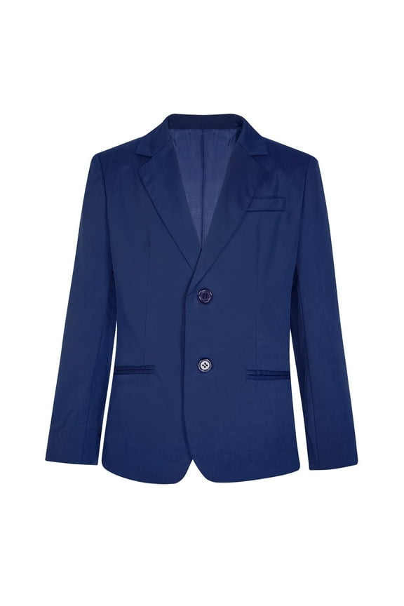Boys' Blazer Suit Jacket 2-Button Single Breasted Closure Wedding Evening Party Formal Blazer Navy Blue 12