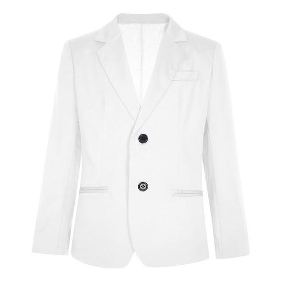 Alvivi Boys' Blazer Suit Jacket 2-Button Single Breasted Closure Wedding Evening Party Formal Blazer White 6