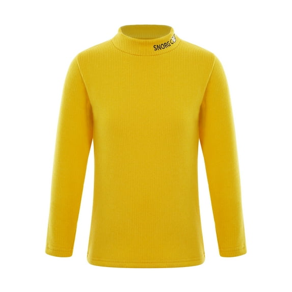 Alvivi Boys Girls Turtleneck Long Sleeve T-Shirt Fleece Thermal Underwear Top Kids Winter Undershirt Yellow 15-16