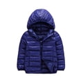 thumbnail image 1 of Alvivi Boys Girls Winter Coat Lightweight Down Puffer Jacket Long Sleeve Hodded Windbreaker Outwear Dark Navy 5-6, 1 of 4