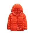 thumbnail image 1 of Alvivi Boys Girls Winter Coat Lightweight Down Puffer Jacket Long Sleeve Hodded Windbreaker Outwear Orange 7-8, 1 of 4
