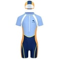 thumbnail image 1 of Alvivi Boys One Piece Swimwear Swimsuit with Swim Hat Kids Boyleg Front Zipper Surfing Bathing Suit Orange 7-8, 1 of 7