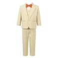 thumbnail image 1 of Alvivi Boys Tuxedo Suit Kids 5Pcs Formal Outfit Blazer & Dress Shirt & Vest & Pants & Bow Tie Khaki 3, 1 of 7