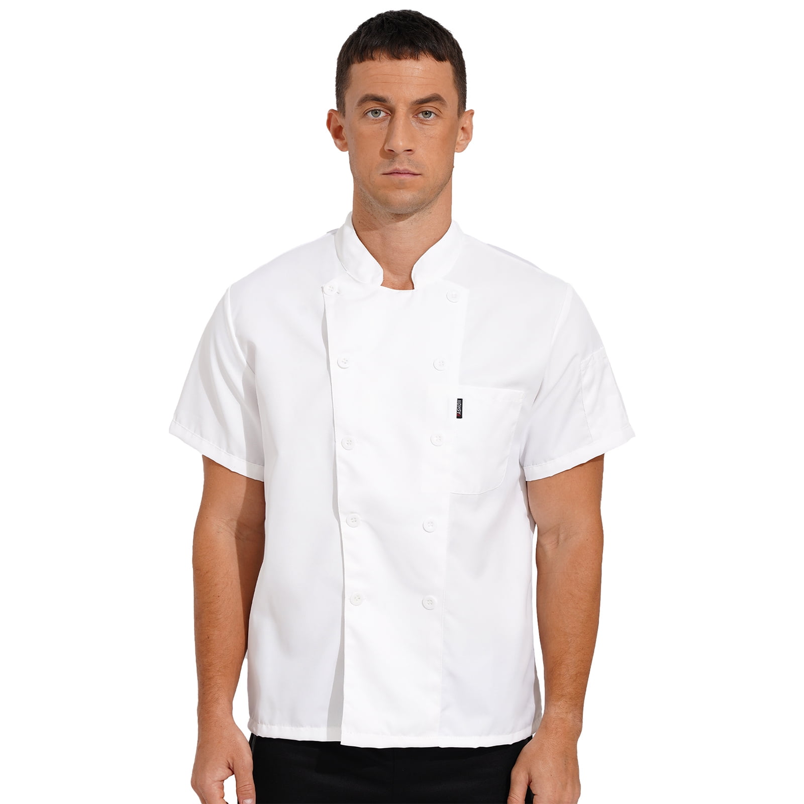 Alvivi Chef Coat Short Sleeve Double-Breasted Shirt Custom Food 