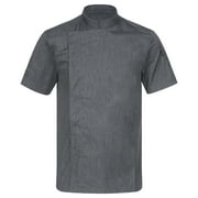 Alvivi Chef Jacket for Men Short Sleeve Chef Shirt Kitchen Cooking Work Uniforms Loose Fit Dark Gray 4XL
