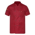 thumbnail image 1 of Alvivi Chef Jacket for Men Short Sleeve Chef Shirt Kitchen Cooking Work Uniforms Loose Fit Red-A XXL, 1 of 7