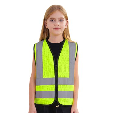 2 Pack Kids Reflective Safety Vests - Red Visibility Vests For Cycling, Running & Outdoor Activities