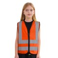 thumbnail image 1 of Alvivi Children Safety Vest Visibility Personalized Vest Volunteer Cycling Skiing Riding Waistcoat with Reflective Strip B Orange 10-12, 1 of 7