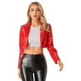 thumbnail image 1 of Alvivi Faux Leather Jacket For Women Open Front Moto Biker Coat Short PU Motorcycle Outwear Red M, 1 of 7