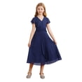 thumbnail image 1 of Alvivi Flower Girl Dress Kids Cap Sleeve A-Line Pleated Formal Wedding Party Junior Bridesmaid Dress Navy Blue 12, 1 of 7