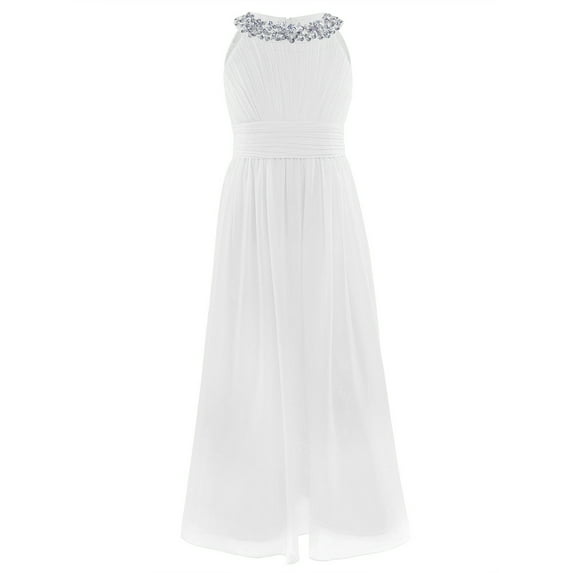 Alvivi Flower Girls Chiffon Dress Wedding Bridesmaid Maxi Gown Party Prom Costume 4-16