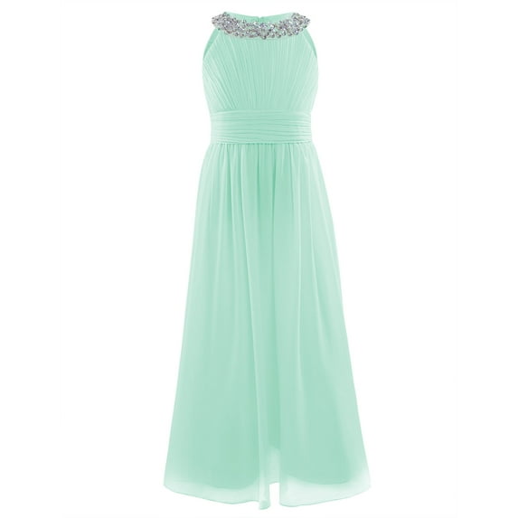 Alvivi Flower Girls Chiffon Dress Wedding Bridesmaid Maxi Gown Party Prom Costume 4-16