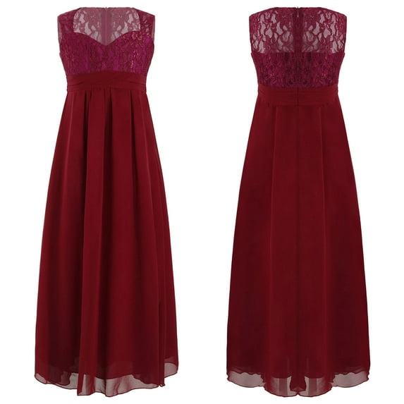 Alvivi Flower Girls Dress Wedding Bridesmaid Party Chiffon Lace Gown 4-16