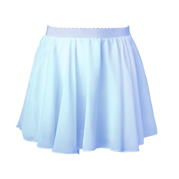 Alvivi Girl's Ballet Dance Wrap Skirts Circular Chiffon Pull-On Skirt Ballerina Gymnastic Dancewear Light Blue 12-15