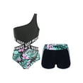thumbnail image 1 of Alvivi Girl's Bikini Set Two Piece One Shoulder Swimsuits with Shorts Bathing Suit Cut Out One Piece Monokini Lily 14, 1 of 7