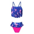 thumbnail image 1 of Alvivi Girls 2Pcs Bikini Suit Ruffle Hem Tube Top Bottom Swimwear Set 2-10, 1 of 7