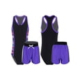 thumbnail image 1 of Alvivi Girls 2Pcs Swimwear One-piece Racer Back Jumpsuit Top Boyshorts Swimsuit Set 4-16 Purple 14, 1 of 7