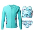 thumbnail image 1 of Alvivi Girls 3 Pcs Rash Guard Tankini Set Long Sleeve Swim Shirts Bikini Crop Top with Bottoms Suit Leaf 8, 1 of 7