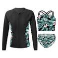 thumbnail image 1 of Alvivi Girls 3 Pcs Rash Guard Tankini Set Long Sleeve Swim Shirts Bikini Crop Top with Bottoms Suit Lily 10, 1 of 7