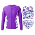 thumbnail image 1 of Alvivi Girls 3 Pcs Rash Guard Tankini Set Long Sleeve Swim Shirts Bikini Crop Top with Bottoms Suit Purple 10, 1 of 7