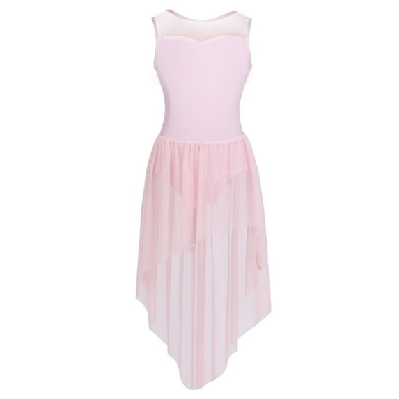 Alvivi Girls Ballet Dance Gymnastics Leotard Dress High-low Hem Dancewear 4-14