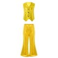 thumbnail image 1 of Alvivi Girls Boys Hip hop Jazz Dance Outfits Shiny Vest with Flared Pants Party Performance Costume Gold 9-10, 1 of 5