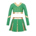 thumbnail image 1 of Alvivi Girls Cheer Uniform Long Sleeve Crop Top with Skirt Halloween Cheerleading Dance Outfits Green 10, 1 of 5