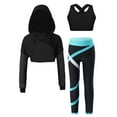 thumbnail image 1 of Alvivi Girls Dance Sports Outfits Long Sleeve Hoodie Sweatshirts Sleeveless Tank Top with Legging Set Blue Green 6, 1 of 5
