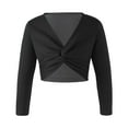 thumbnail image 1 of Alvivi Girls Knot Ruched Dance Wrap Crop Tops Ballet Wrap Shrug Sweater Gymnastics Cardigan Black 9-10, 1 of 5