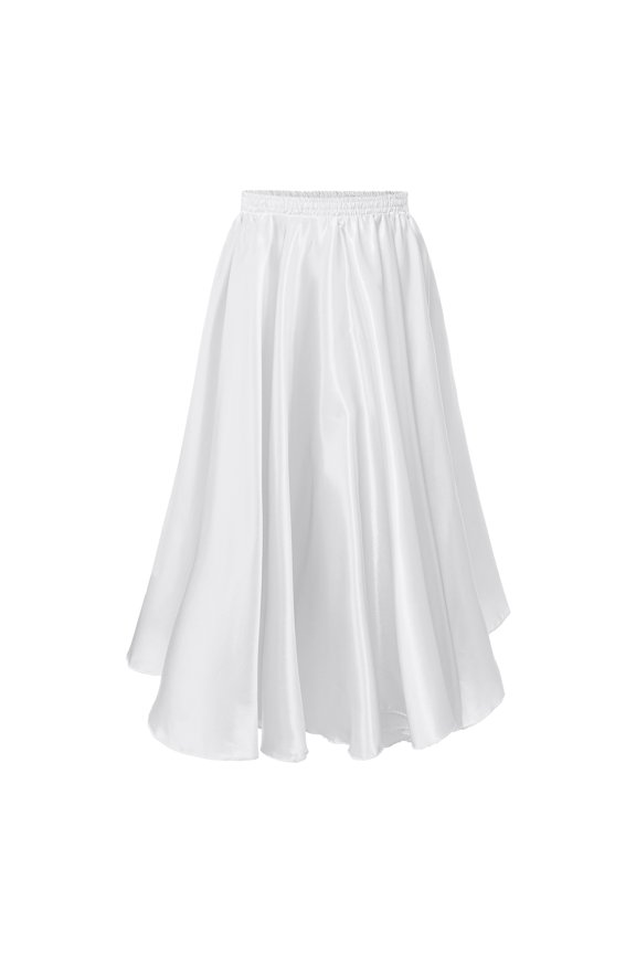 Girls Long Full Circle Dance Skirt Gypsy Latin Spanish Flamenco Skirts Ballroom Dancewear White 3-4