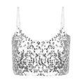 thumbnail image 1 of Alvivi Girls Metallic Belly Stage Performance Dance Tank Top Spaghetti Strap Crop Top Vest Silver 4-6, 1 of 6