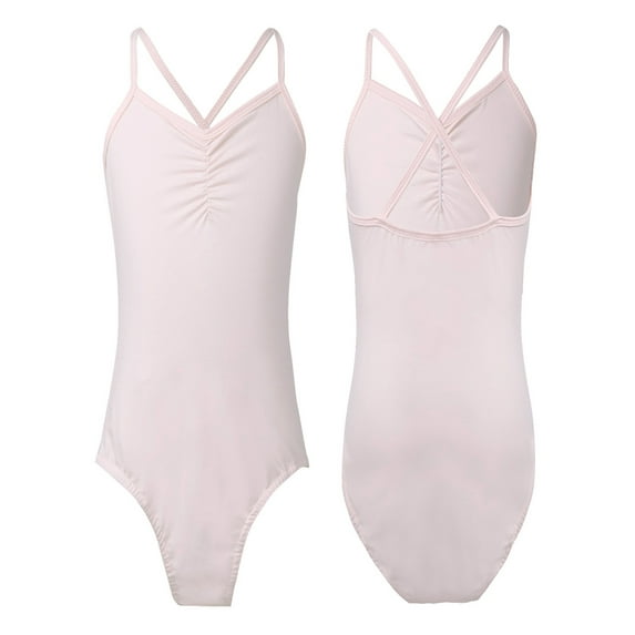 Alvivi Girls One-Piece Ballet Dance Leotard Criss Cross Spaghetti Strap Solid Color Bodysuit Dancewear 3-14