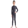 thumbnail image 1 of Alvivi Girls One Piece Ballet Dance Leotard Long Sleeves Zippered Gymnastics Jumpsuit Dark Gray 13-14, 1 of 7